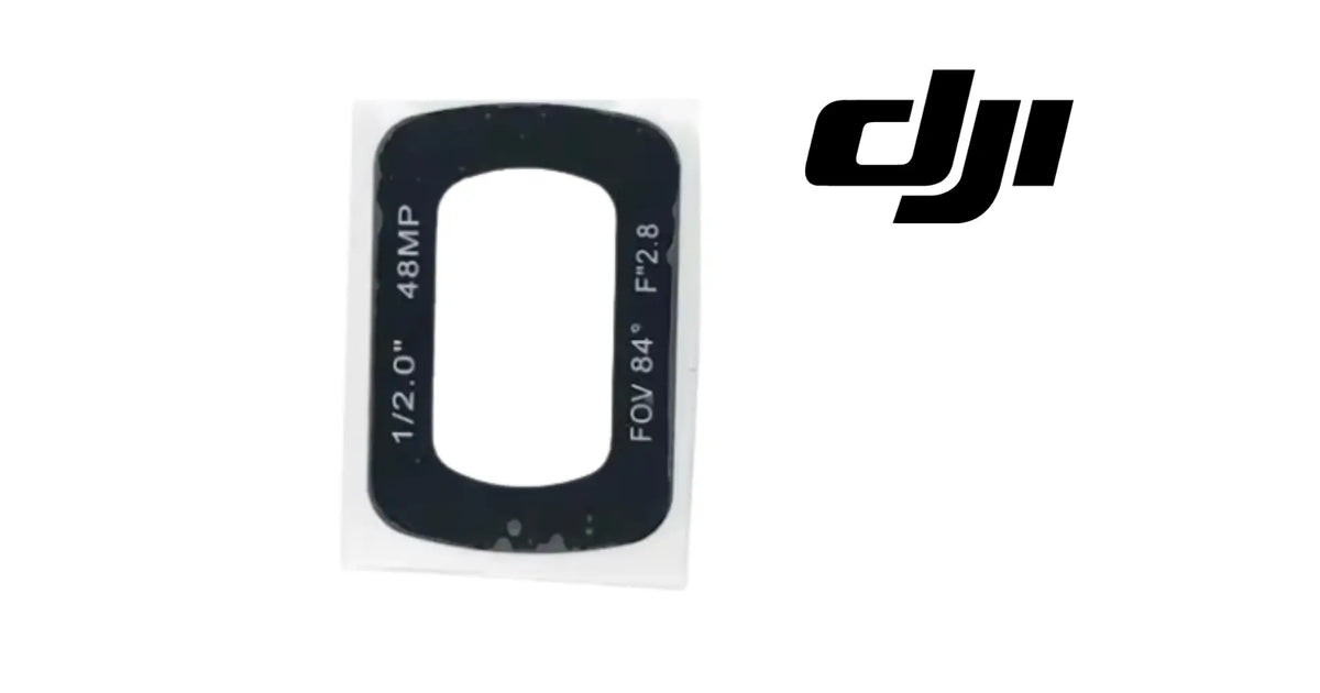 DJI replacement lens glass, black panel with FOV 84 and 48MP text