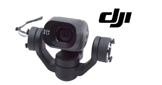 DJI gimbal camera with front lens, black housing and side mounting bracket