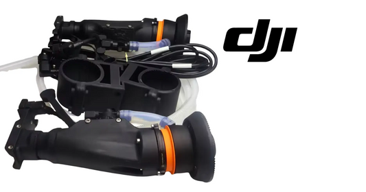 Rear sprayer assembly with two large nozzle housings, orange collars, and cable set