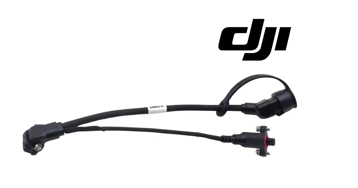 Black signal cable with two end connectors and curved cable routing