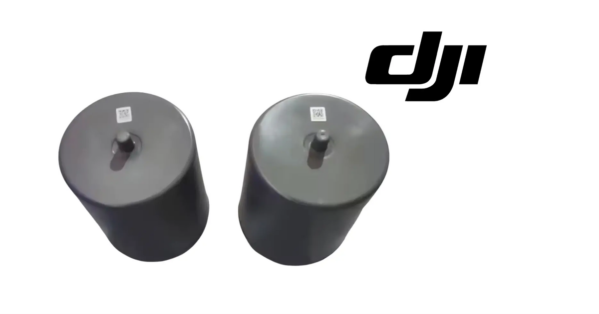 DJI Agras rear radar sensor module, top view of two dark circular housings with labels