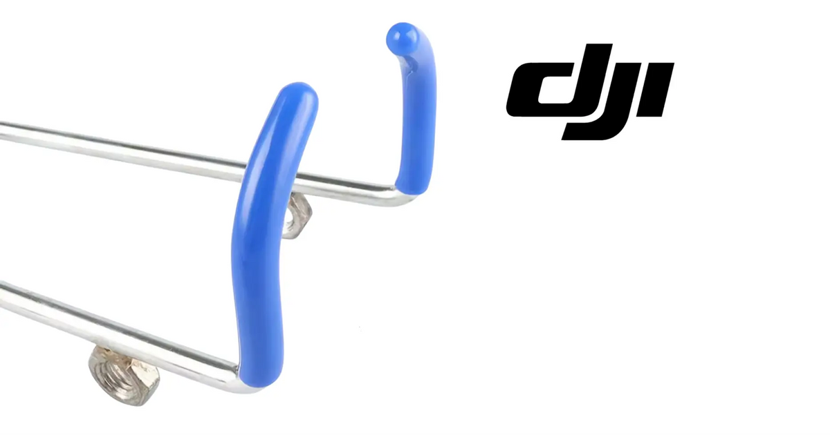 DJI mist nozzle fixing bracket, silver frame with blue protective hooks