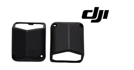 Black molded plastic motor protection cover pair with mounting holes, DJI Agras