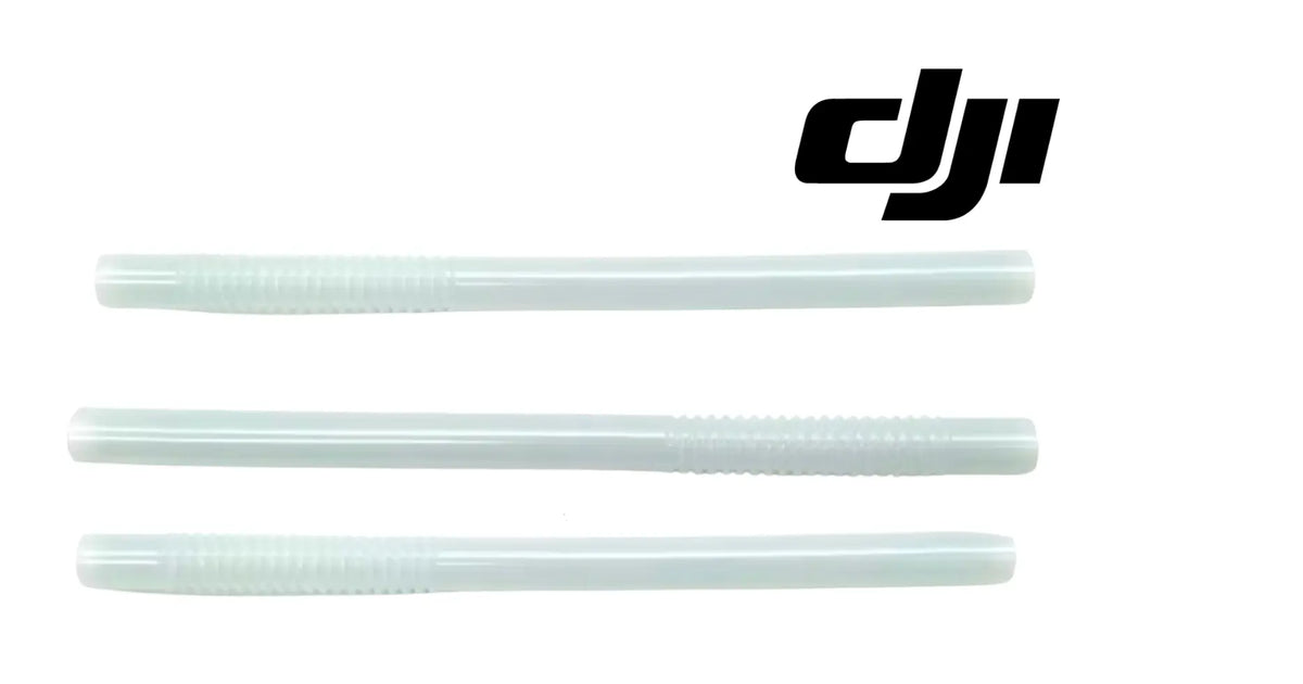 Set of three translucent blue ribbed hose tubes, straight inlet/outlet style, DJI