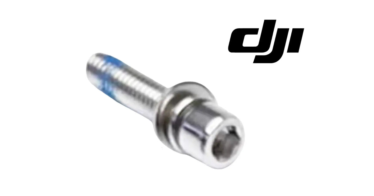 DJI metal propeller screw, silver, close-up single fastener with head
