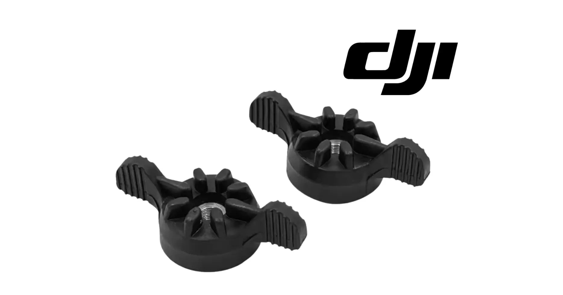 DJI Agras centrifugal sprinkler nuts (2), two black winged caps with ribbed feet