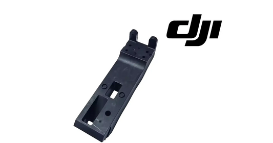 DJI Agras FPV bracket, dark plastic, elongated plate with mounting holes and tabs
