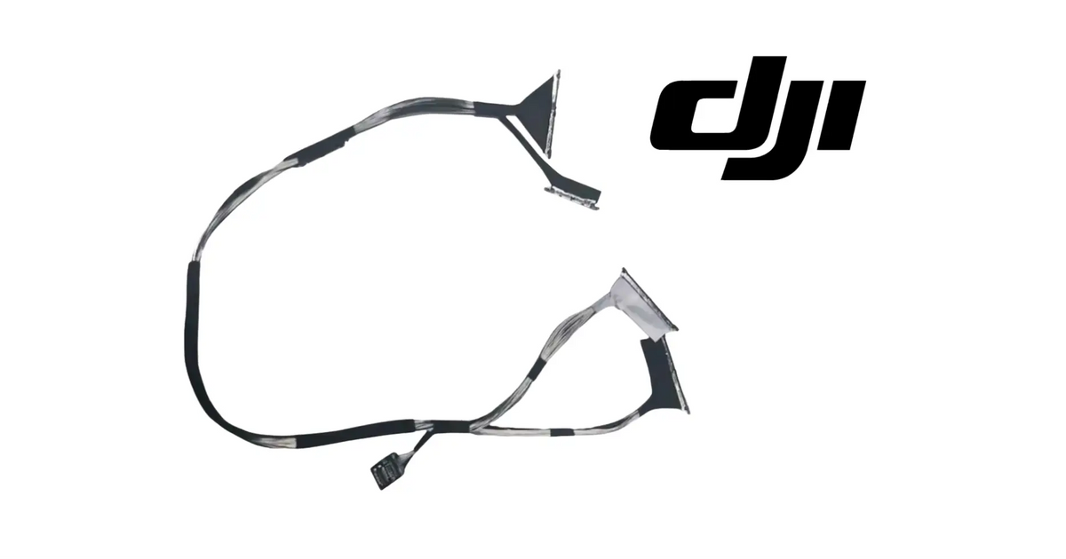 DJI gimbal signal cable laid in an open loop with visible plug ends