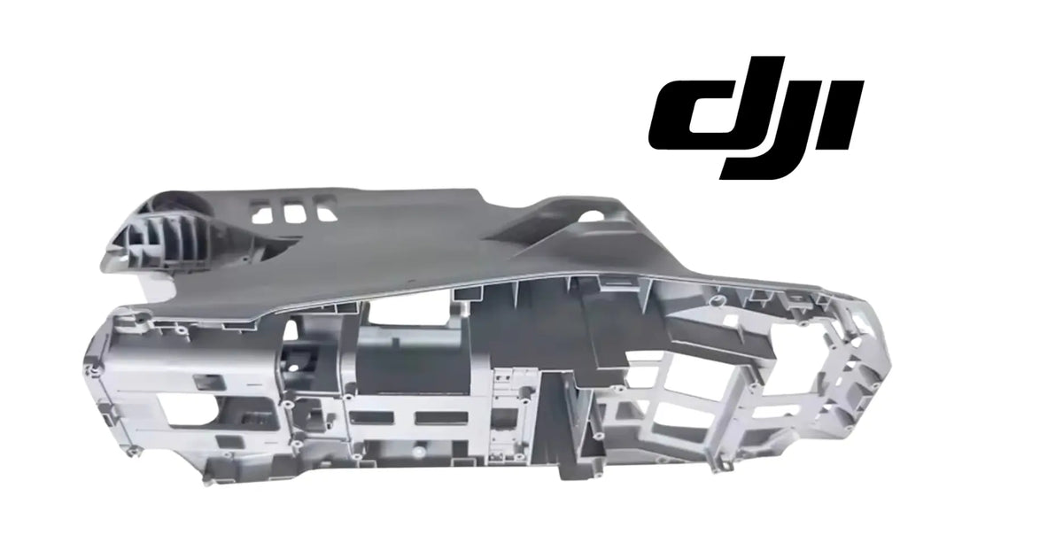DJI Matrice middle shell, gray drone chassis half with cutouts and internal supports