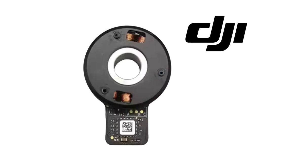 DJI yaw motor module, black rotary housing with connector and circuit board