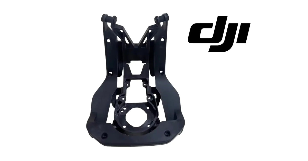 Gimbal vibration damper bracket with circular opening, black frame and mounting holes