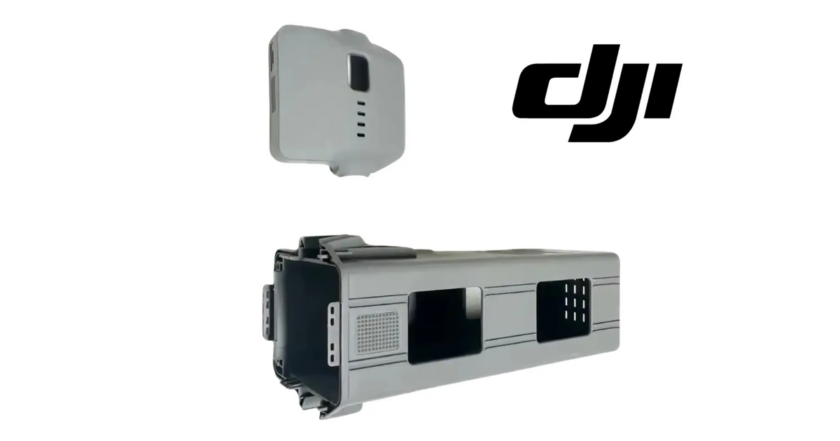 DJI OEM battery shell set with vented light gray casing and black end connector panels