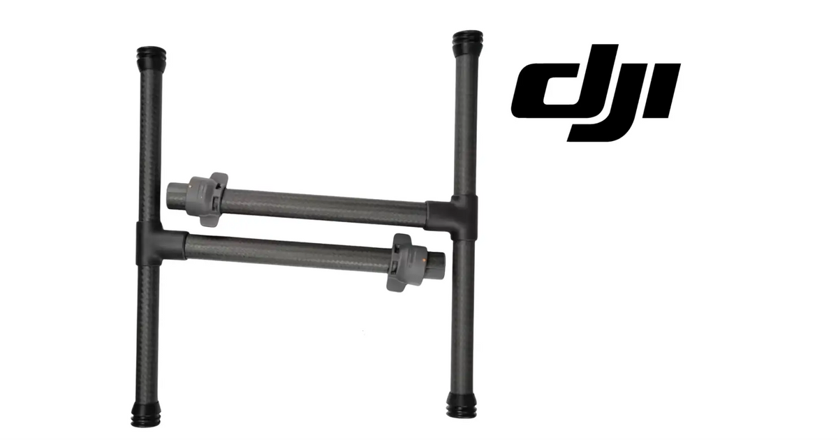 Landing gear pair with three-pipe frame, black textured legs and brackets