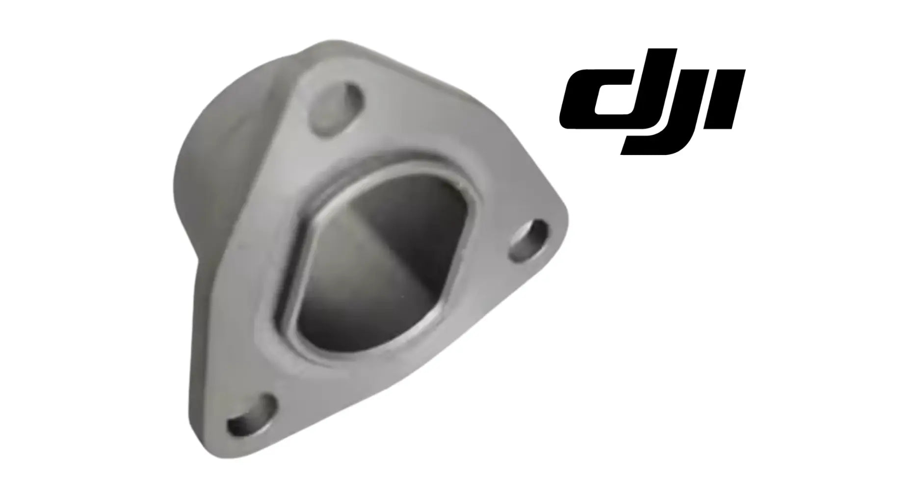 DJI Agras boom arm bushing, gray bracket with recessed inner cavity and 3 bolt holes
