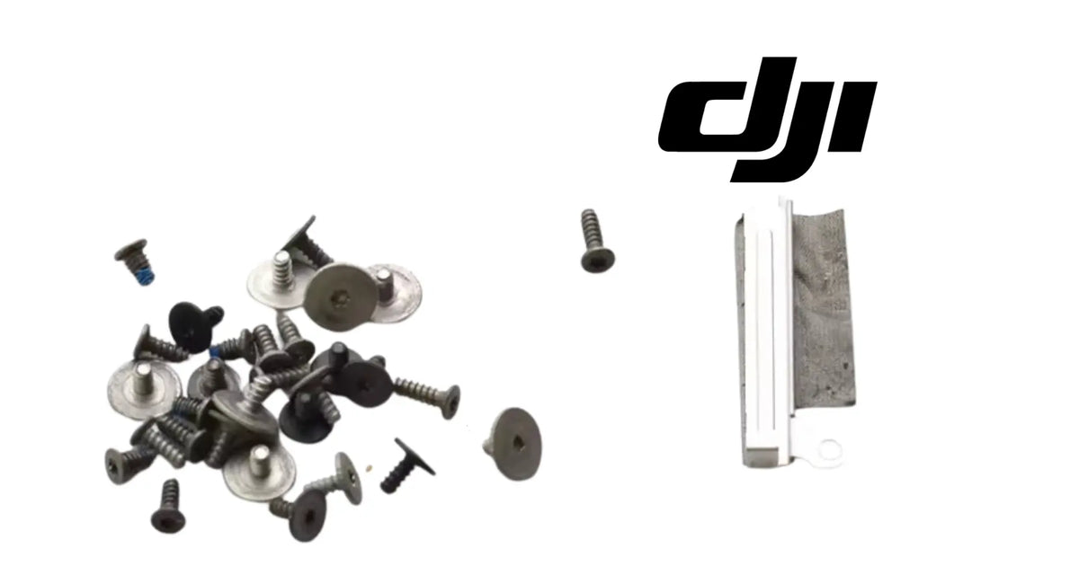 DJI drone body screw kit with silver and black screws plus mounting plate
