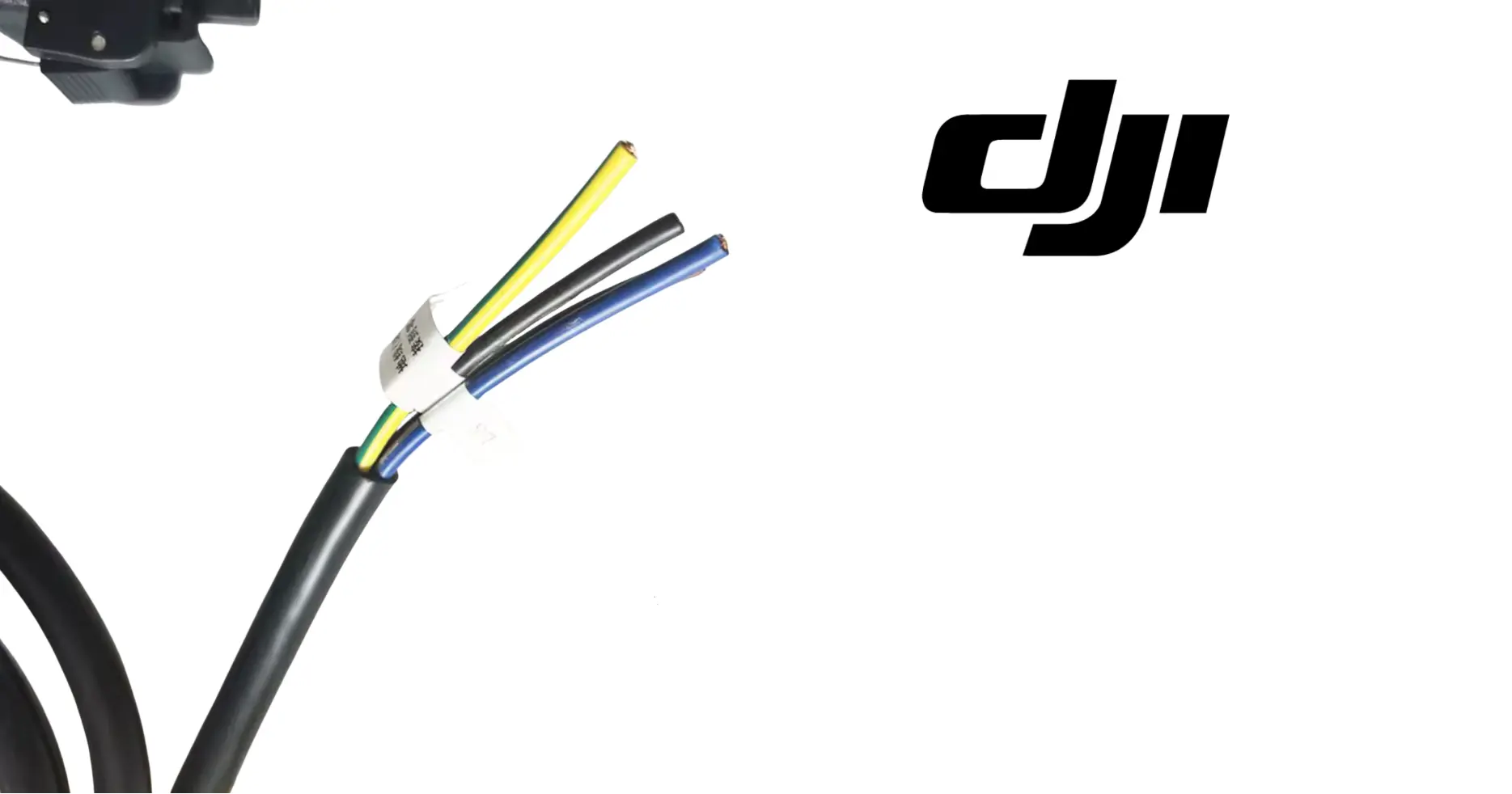 DJI Agras smart charger input cable with color-coded wire tips on black sheath