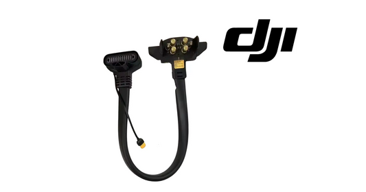 Dual cable adapter with two connector ends for flight battery