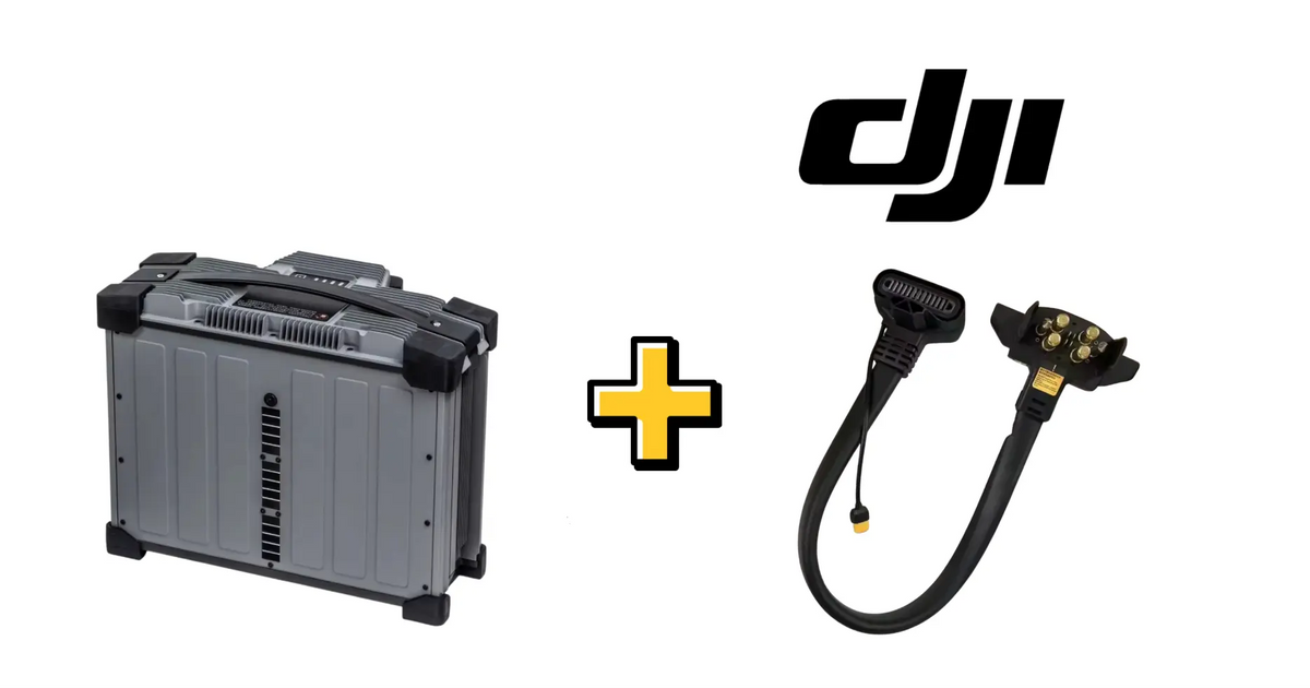 Flight battery with two-cable adapter set and connector ends