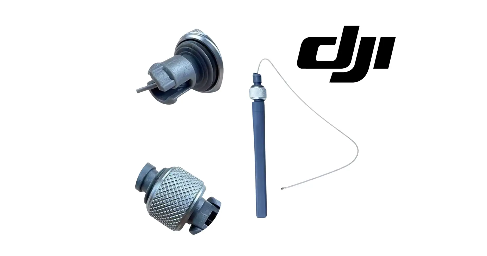 External SDR antenna pair with DJI connectors and blue coax leads
