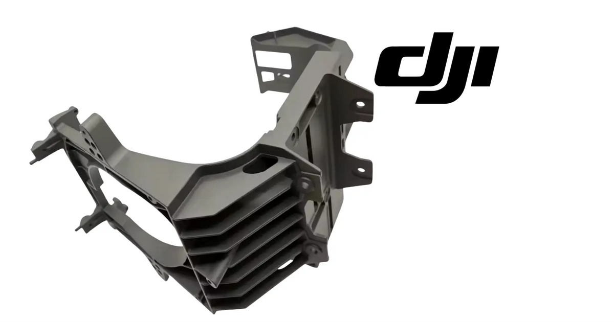 DJI Agras T70P front radar bracket, black finned housing with side brackets
