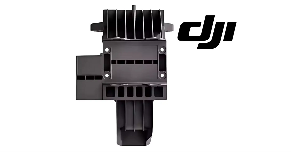 DJI Agras T70P front radar bracket, black finned plate with rectangular cutouts