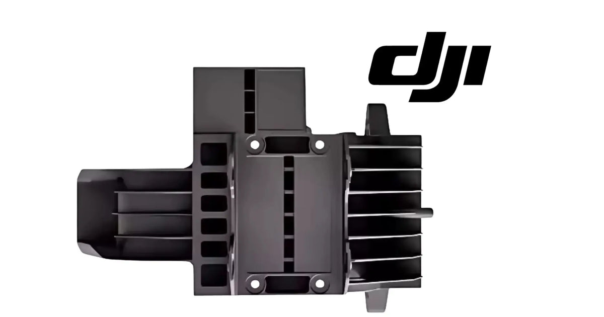 DJI Agras T70P front radar bracket, black finned metal mount with screw holes