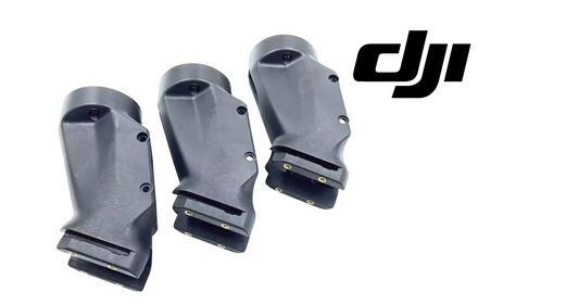 Set of three DJI spray rod nozzle covers, gray housings with metal base brackets