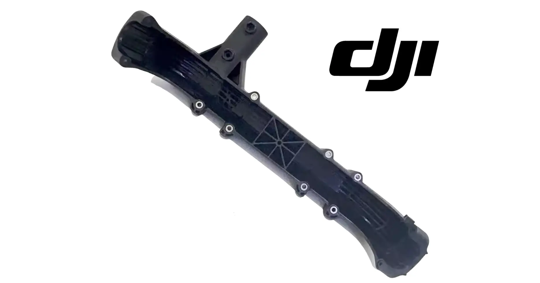 DJI T100 frame connector, long dark plastic bracket with screw holes