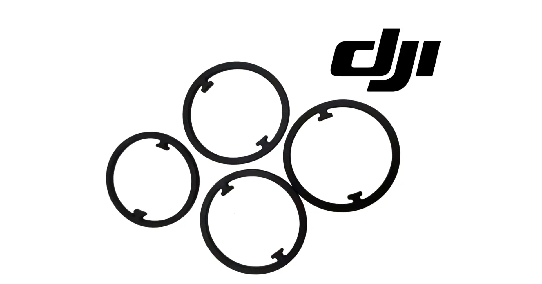 Five-piece DJI sealing pad ring set, black rubber circular seals with notch cutouts