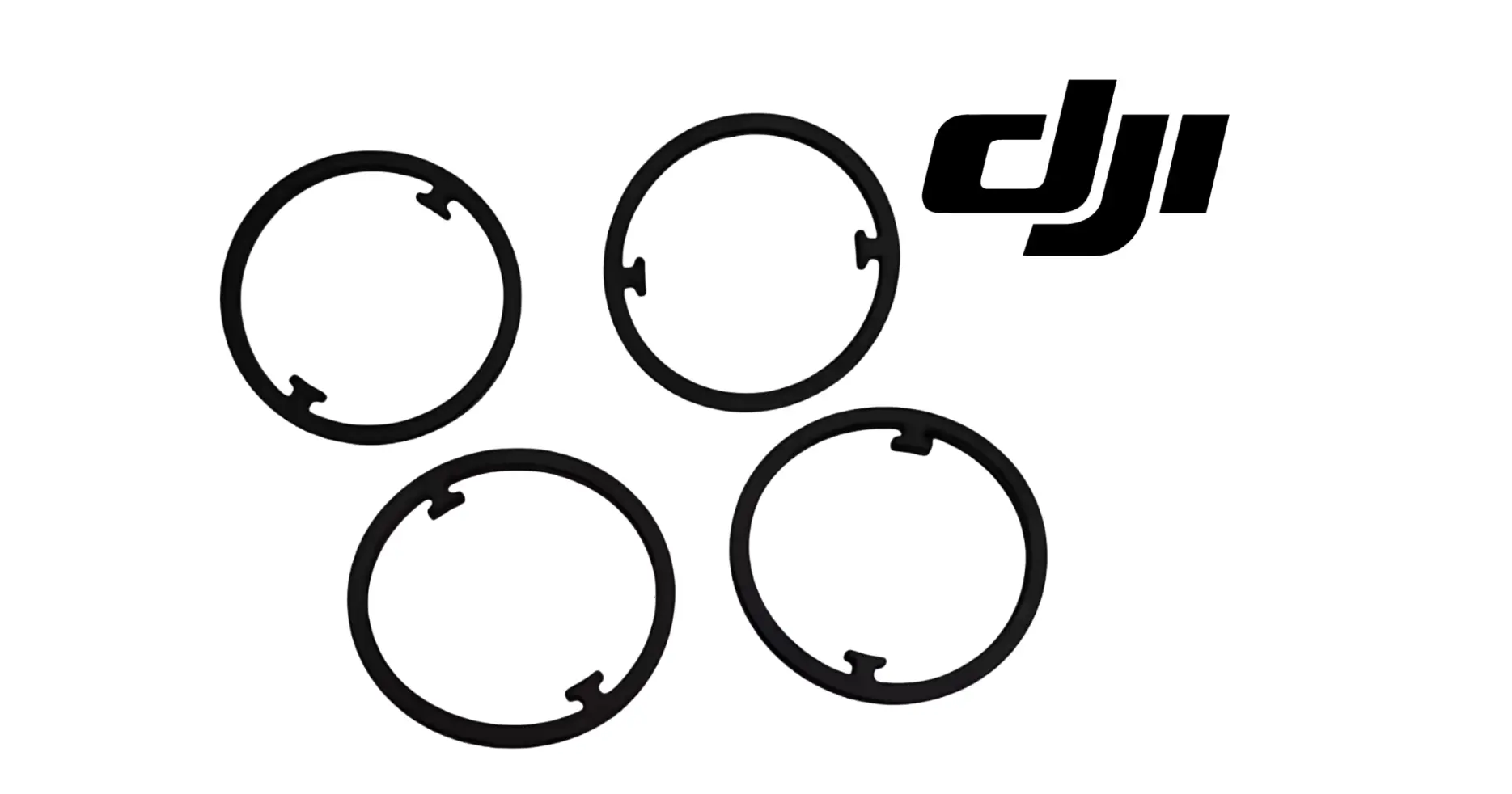 Set of five DJI sealing pad rings, black rubber circular seals with small cutouts