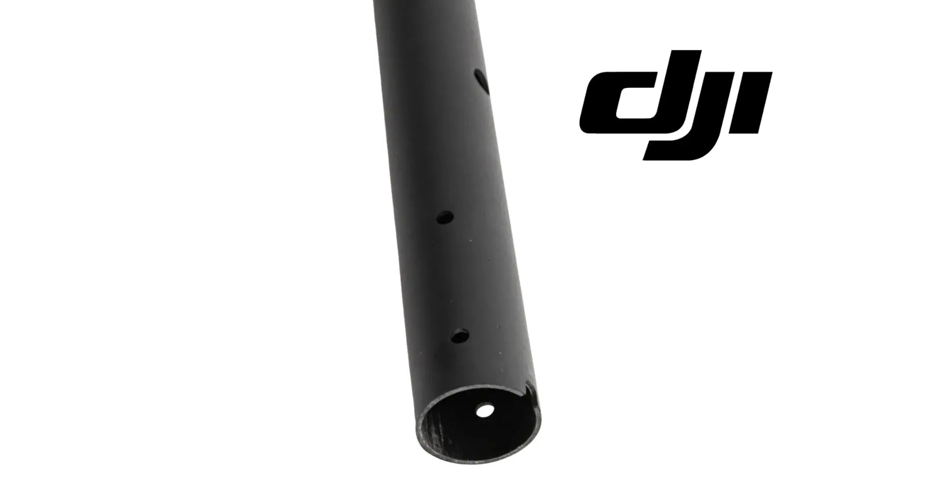 DJI T100 landing gear top crossbar end, black tube with mounting holes