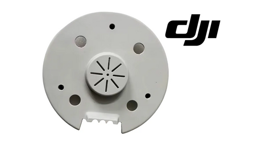 DJI Agras T100 motor lower cover, gray circular housing with vent cutouts and mounting holes