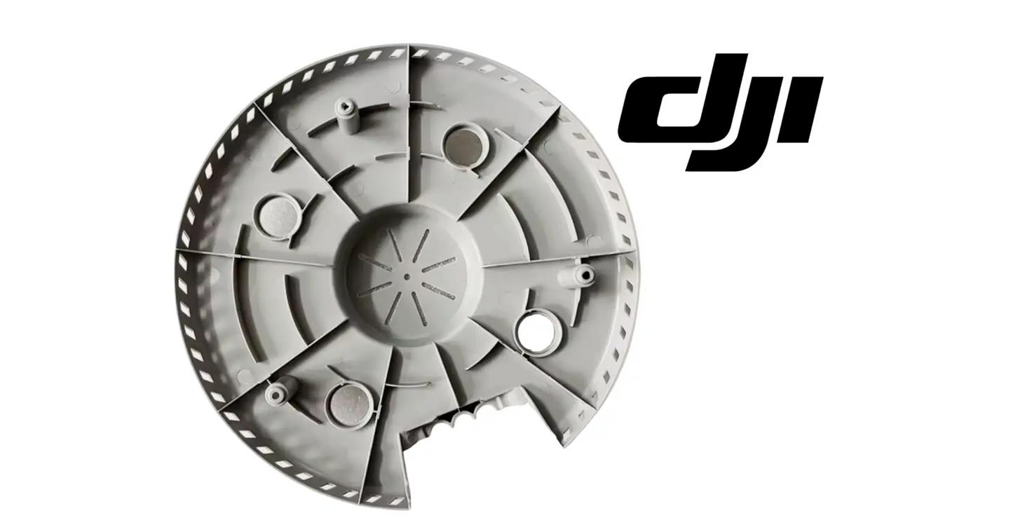DJI Agras T100 motor lower cover, underside view with radial spokes and circular center cap