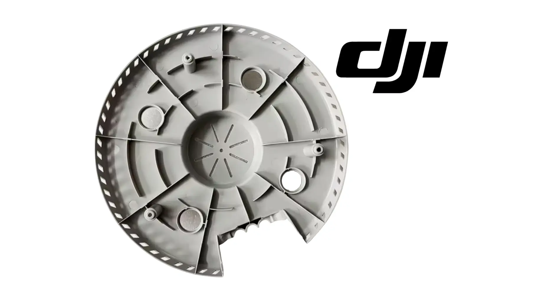 DJI Agras T100 motor lower cover, underside view with radial spokes and circular center cap