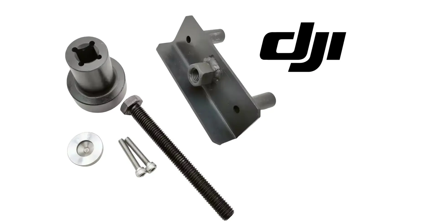 DJI Agras motor bearing extractor tool kit with cap, puller frame, threaded rod