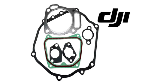 Generator gasket set with green gasket seals, black and silver multi-piece design