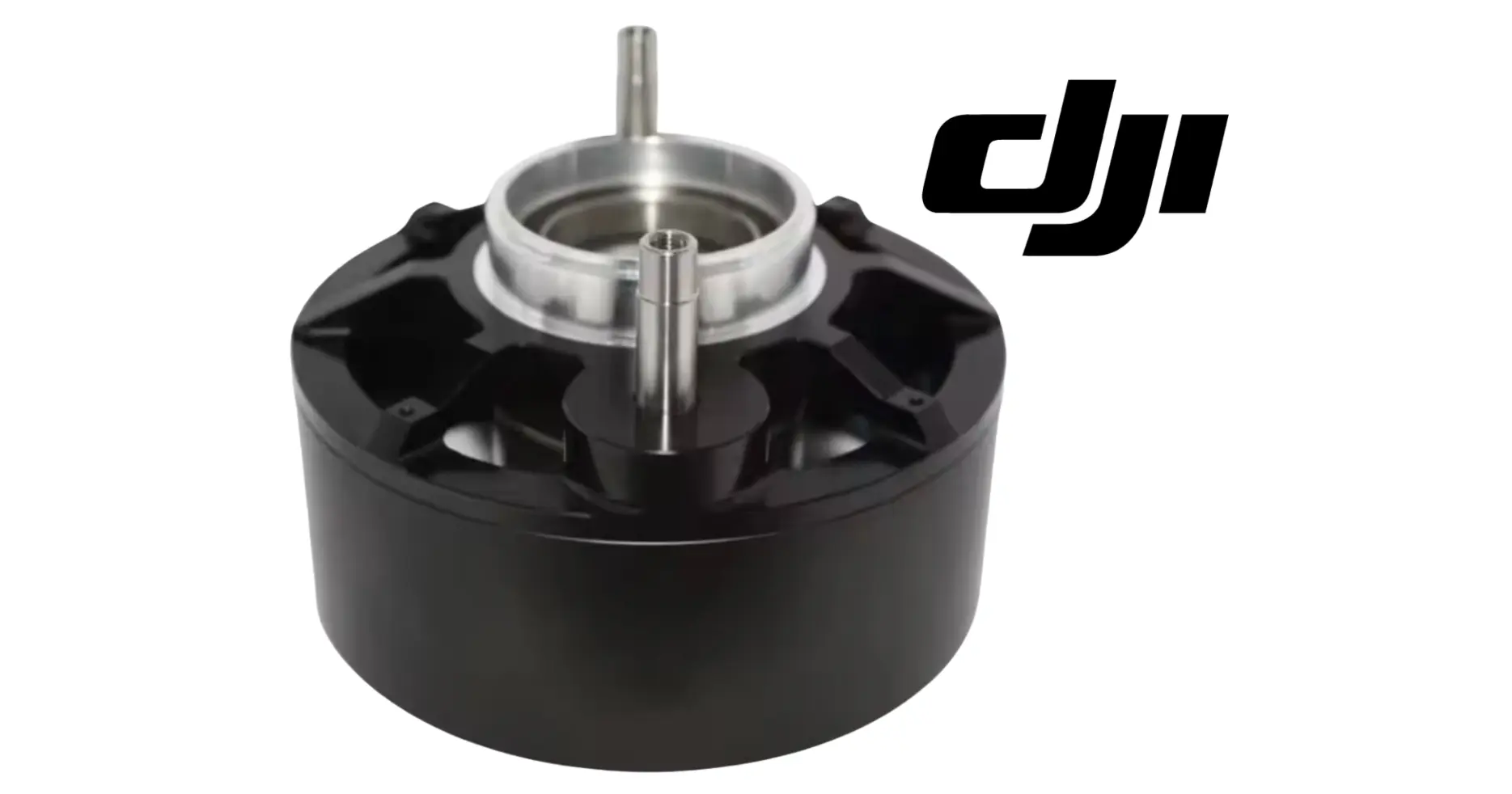 DJI Agras propulsion motor rotor, black housing with silver hub and center shaft