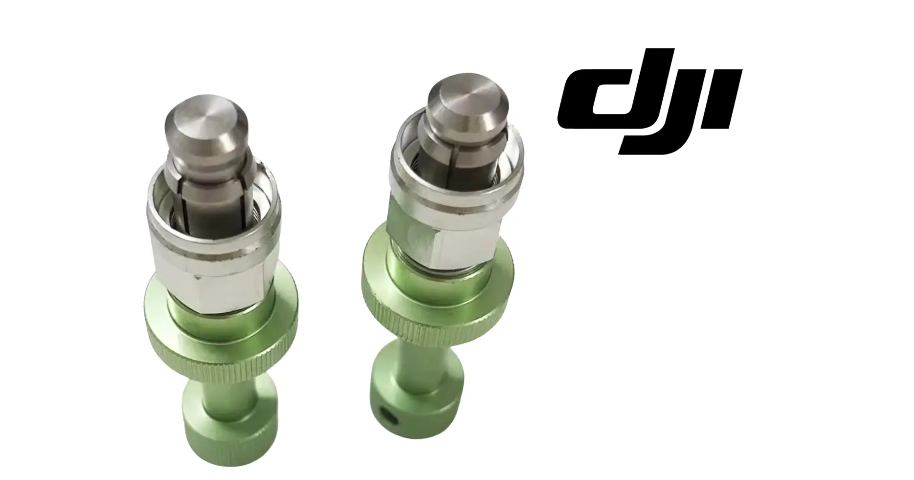 DJI torsion spring removal tool with dual metal sockets and green couplers