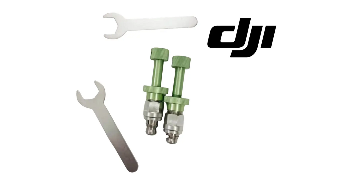 DJI torsion spring removal tool set: two green sockets and two wrenches