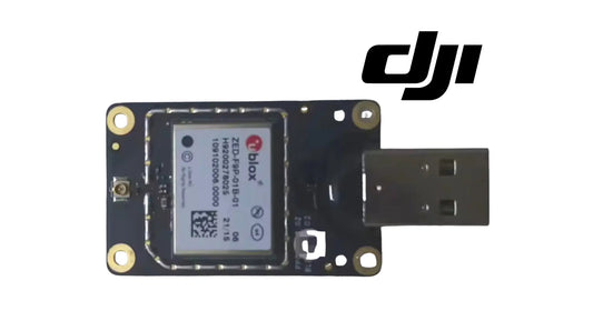 DJI RTK interface board with USB-style connector and mounting ring holes