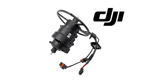 DJI T50 spreading reduction gearbox motor with attached wiring harness and connectors