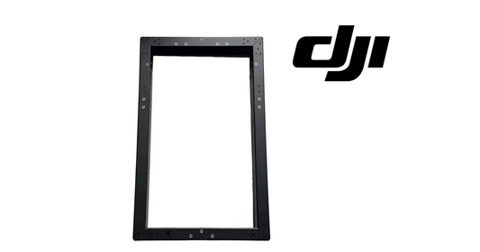 DJI Agras T50 front frame aluminum tube bracket, dark rectangular frame with mounting holes