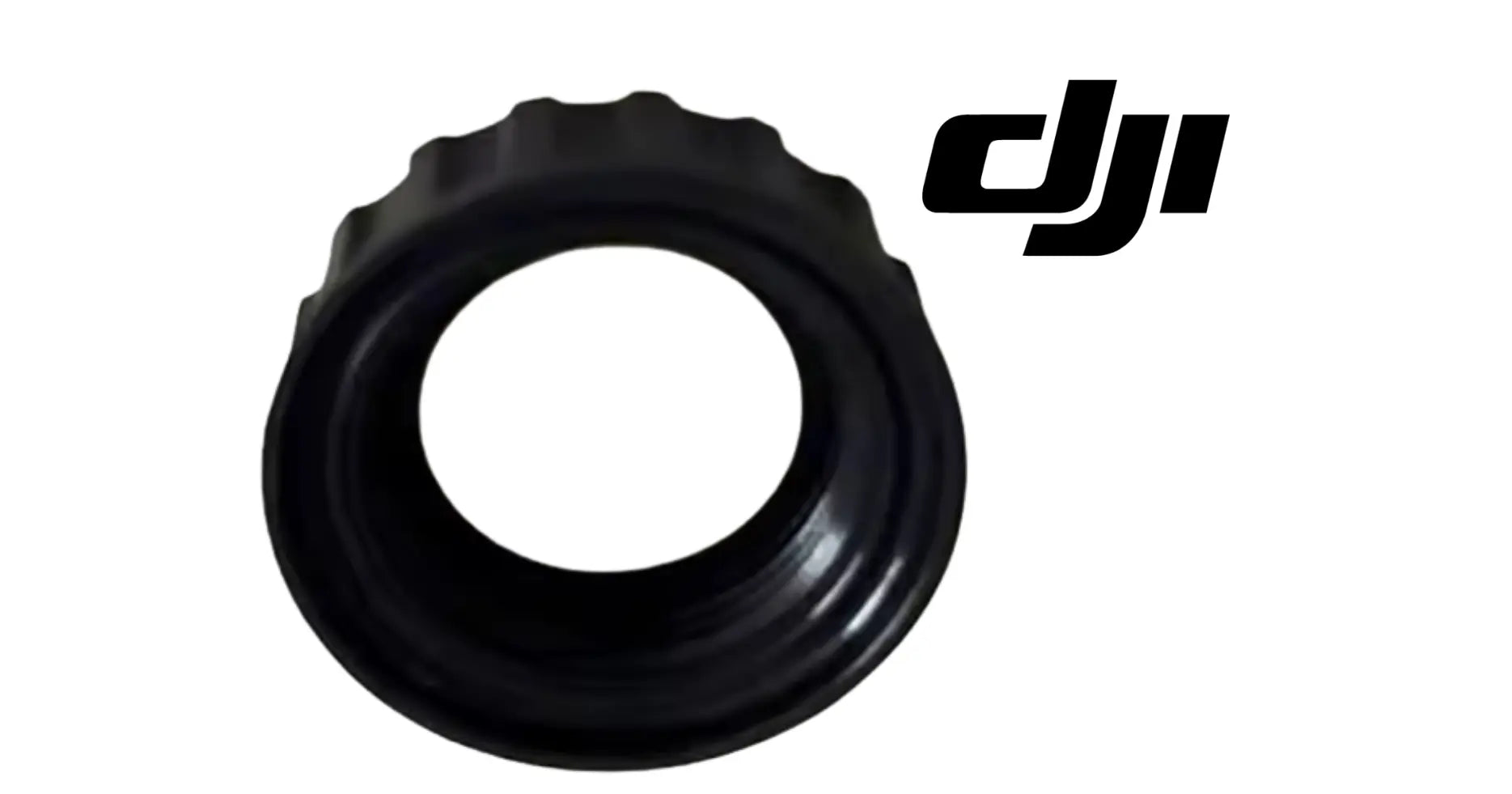 DJI lens cap module, black circular housing with raised side rim