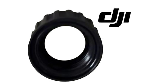 DJI lens cap module, black circular housing with raised side rim