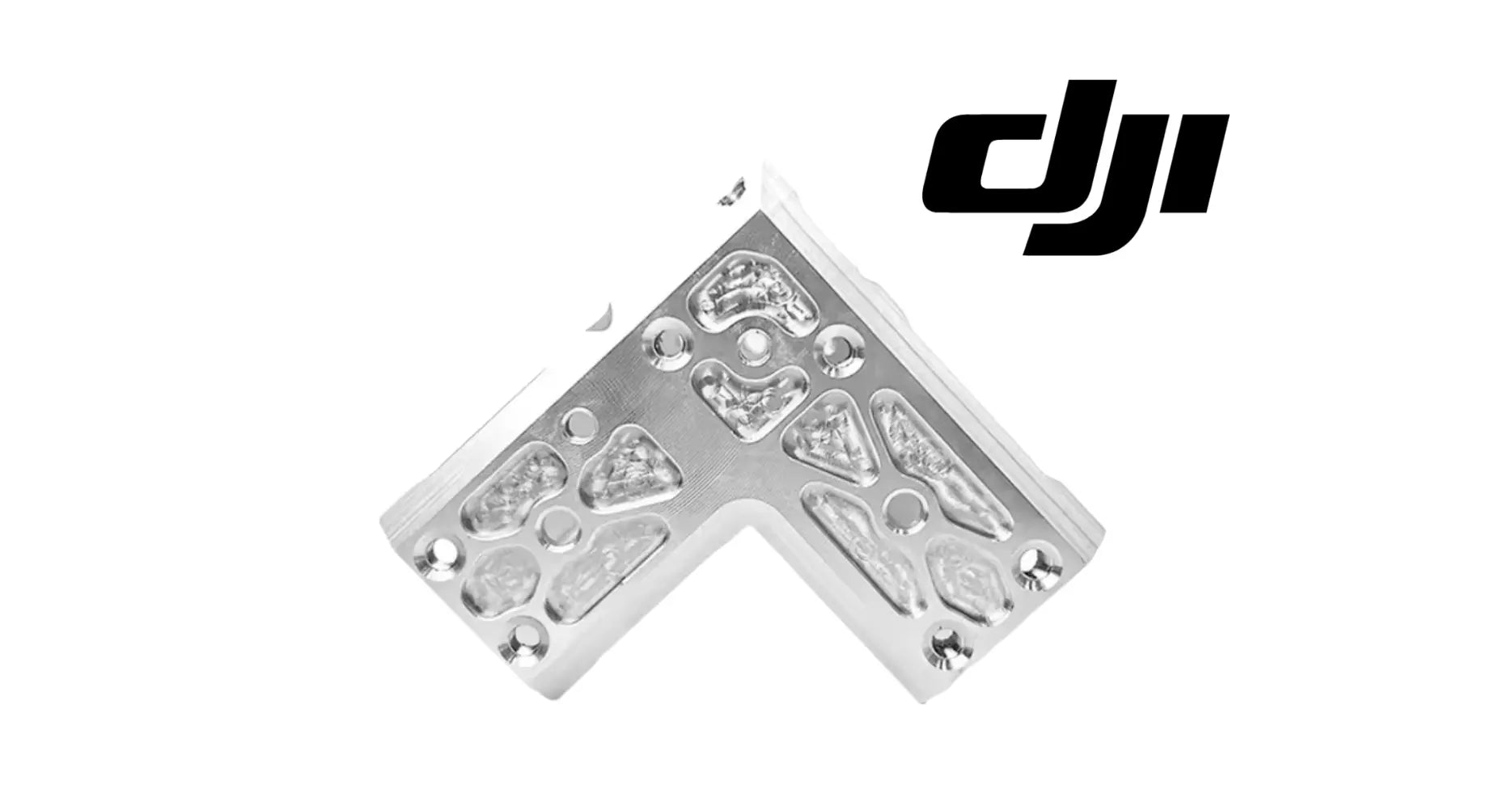 DJI Agras T50 middle frame insert, silver metal bracket with engraved cavities