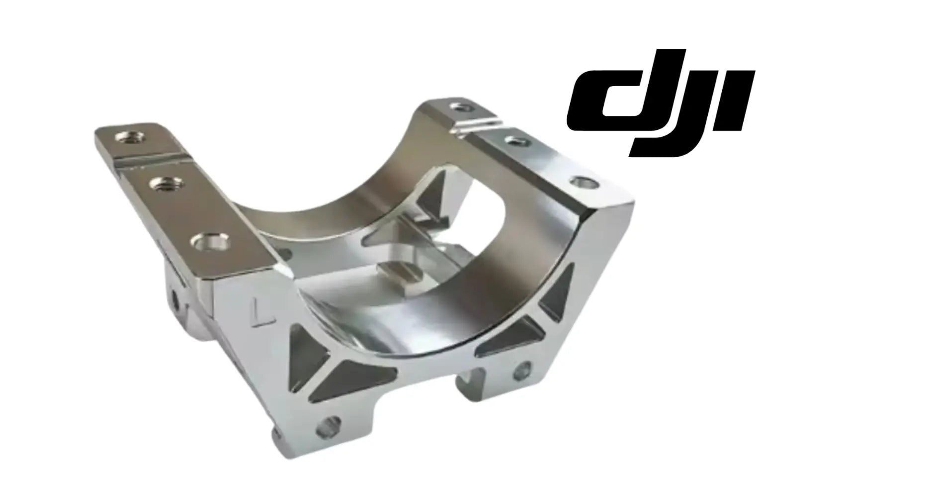 DJI T50 upper motor base bracket, silver aluminum with mounting holes and cutouts
