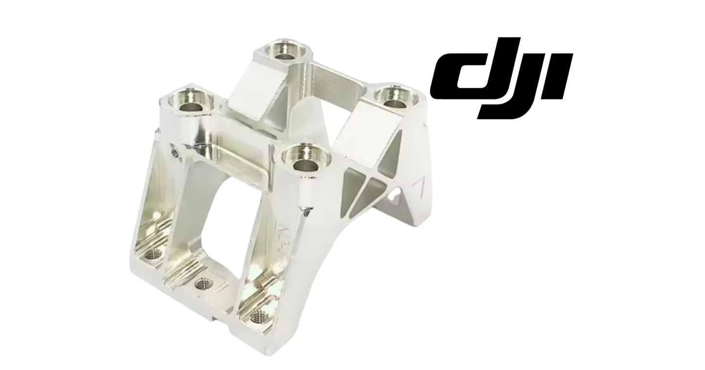Silver motor base bracket with angled supports and bolt holes