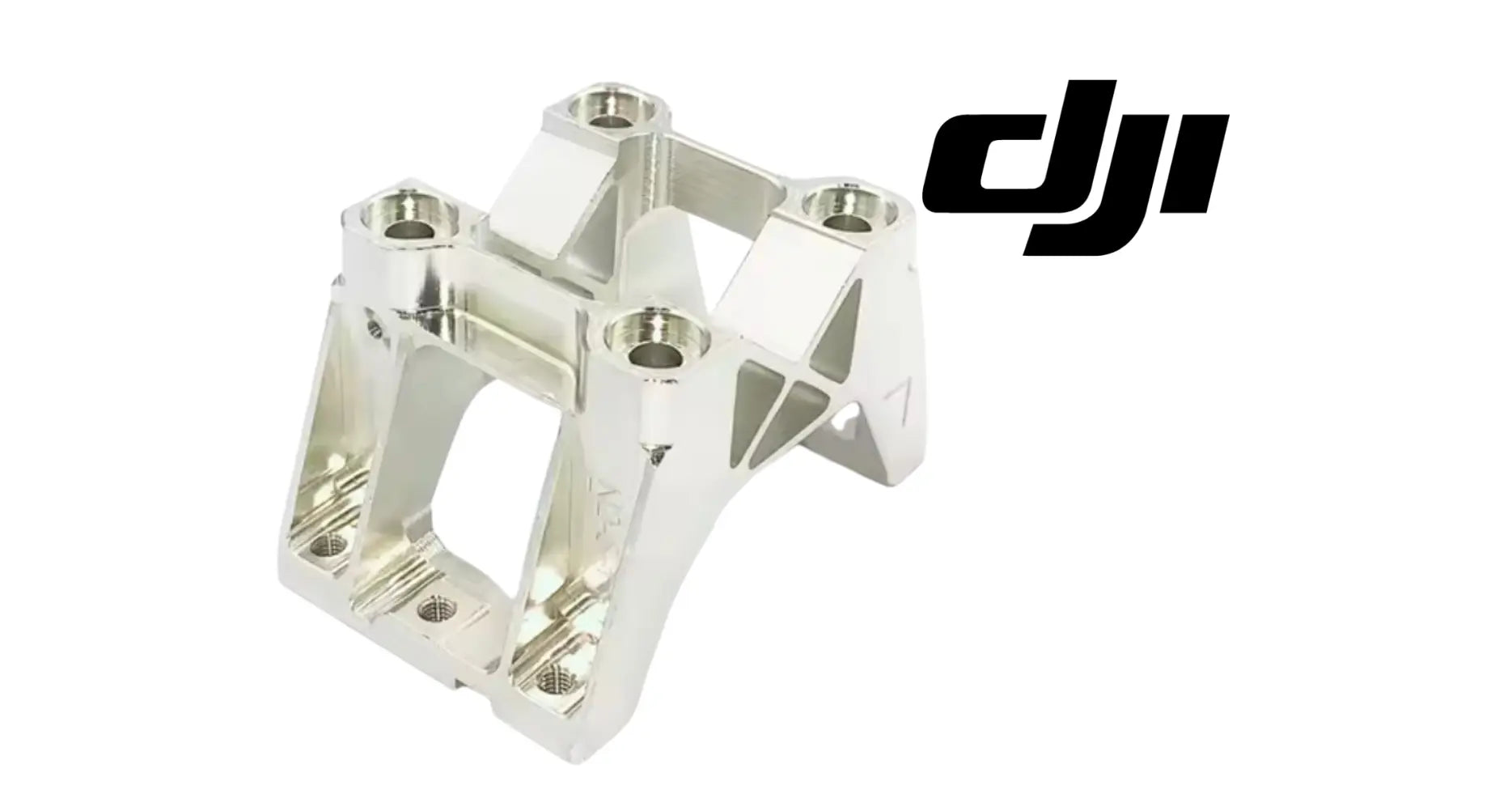 Silver motor base bracket with angled supports and bolt holes
