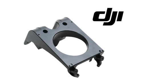 DJI T50 forward radar bracket, gray-black mount with oval opening and screw holes