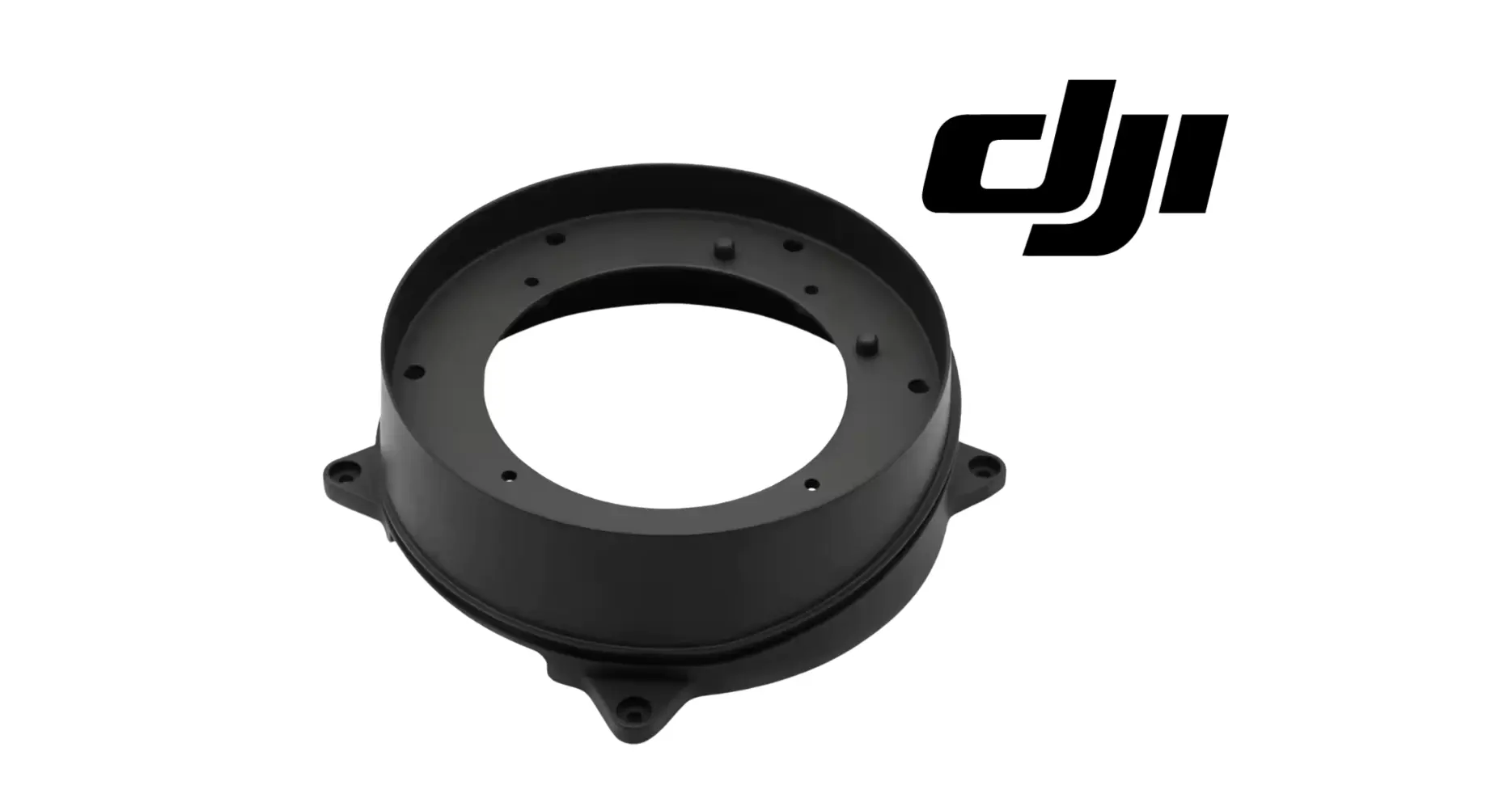 DJI Agras forward radar base, black circular housing with mounting tabs and bolt holes
